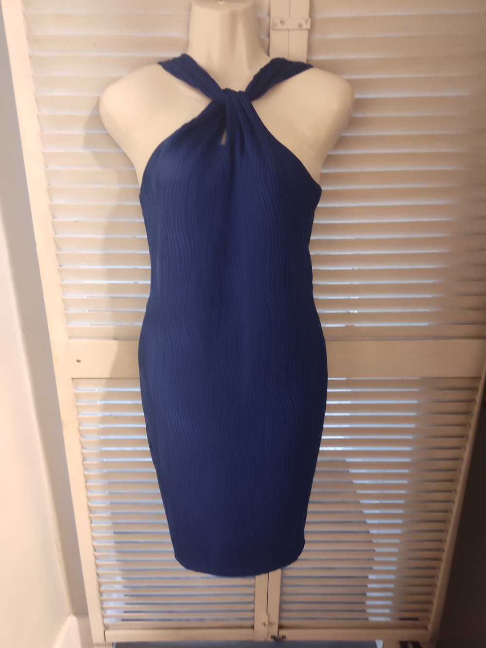 Navy Twist Halter Bodycon Dress - Women's
